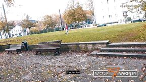 German MILF gives awesome outdoor blowjob