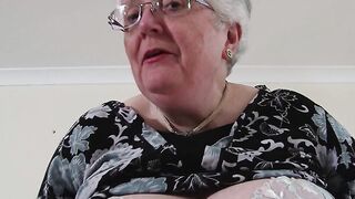 Big breasted British granny playing with herself
