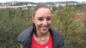 Amateur picked up Czech MILF flashes her big tits and gets poked