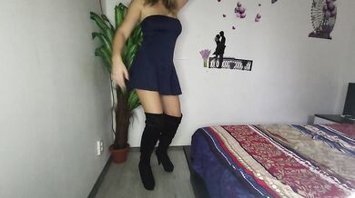 Blonde tiny stepsister tears miniskirt twerking pure dildo hunger