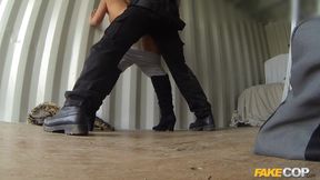 Hot Jizz: Brunette Has Some Fun Outside with Cheeky Policeman