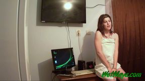 Working on her computer makes Maya pee right there in her office/bedroom
