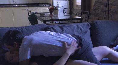 Her jealous boyfriend made her take his black cock while kissing his hot lips