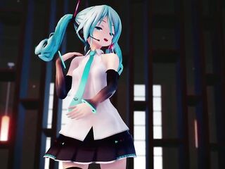hatsune miku dancing and singing while undressing