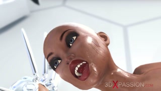 Super sexy android dickgirl fucks a hot ebony on a spaceship