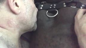 close up verbal interracial duo nipplepig play