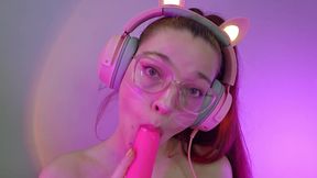 Cosplay Redhead Egirl Ahegao POV Sucking Asmr