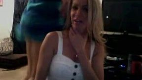 Blonde cute chick and her funny girl friend on webcam