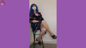 Dangling in dress, pantyhose, sandles and heels