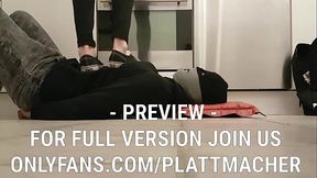 Ten minutes of trampling  on the human doormat, crushing him in Vans