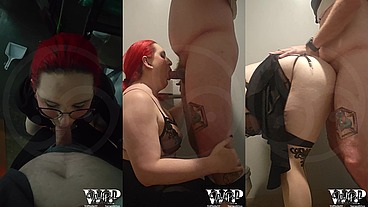 MtF Asian redhead transsexual shemale trap cum dump ImpregnableLexa is fucked by Daddy Dominant WolfDaddy901 in public bathroom