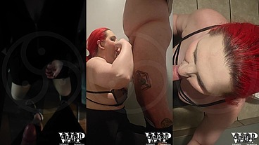 MtF Asian redhead transsexual shemale trap cum dump ImpregnableLexa is fucked by Daddy Dominant WolfDaddy901 in public bathroom