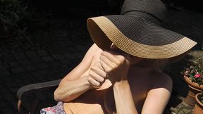 Topless smoke in the sun