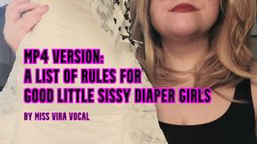 MP4 VERSION A list of rules for good little sissy diaper girls