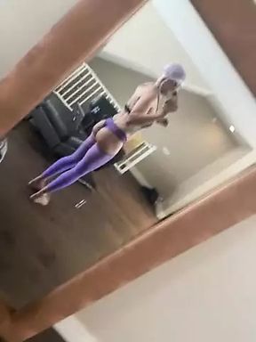 Sissy wearing purple show off