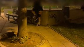 boy caught changing in a park, flashing his ass