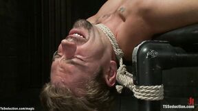 Big dick TBabe fucking bound man slave