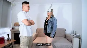 Beautiful masked girl getting fucked by a big cock, submissive slut gets full of a lot of milk