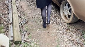 Custom video. Black flats and black tights revving with dialogue.