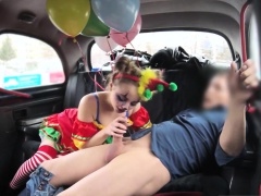 Gal in clown costume fucked by the driver for free fare