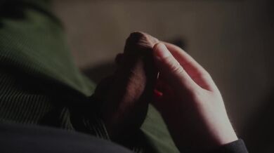 Pulling my smooth foreskin up and down until I cum