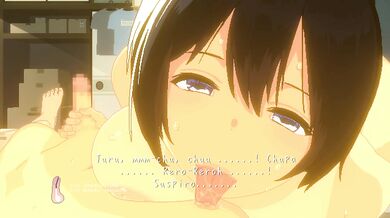 His girlfriend sucks his nipples while she masturbates him with her hand to get all his semen out hentai - Summer Life