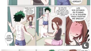 Deku se folla a uraraka mientras planean el regalo de all might