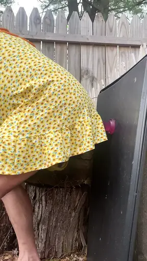 Sissy outdoor skull fucking a dildo