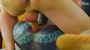 Pornstar Tattoo Artist gets Assfucked from Customer - hard Anal, ATM, facial cumshoot