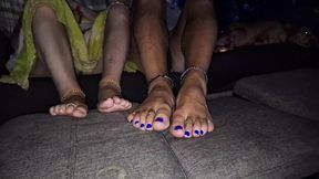 Showing off our soles and toes while we watch TV Pt.1