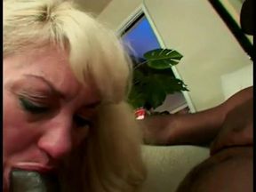 Mature white blonde Dana Hayes with big knockers speaks low Genitalese with black dude