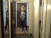 skeleton in wetsuit cums in hall