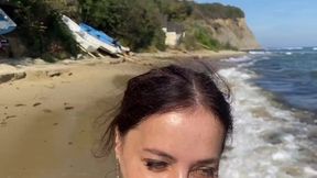 Stepmom fucked her stepson on a nudist beach &mdash;  constantly looking back