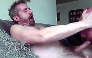 Older sucker swallows the load from moaning gay