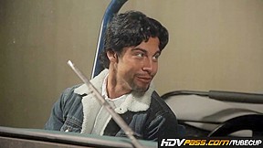 Chanel Preston sucks dick by the car in public