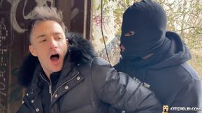 Twink Frenchboy Roughly Dominated by Huge Black Security Guard in Abandoned Spot - 1