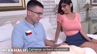 Mia Khalifa teaches virgin guy to pleasure her huge tits and sexy body