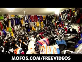 Biker girl with perfect set of tits is fucked doggystyle