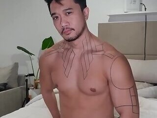 Handsome indonesian jerking off