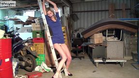 Irena Tied to Ladder Ballgagged Titgrabbed