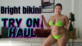3 Sexy Bikinis Try On Haul - Green, Purple & Neon Green