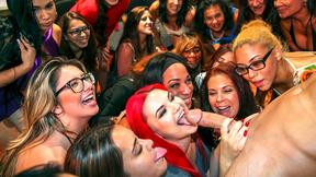 ”Lustful party girls get some cocks swinging in their faces”