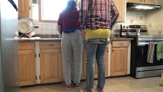 Syrian Fiance Lets teenie Year Mature German Stepson Fucked Her Into The Kitchen