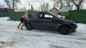 Driving and sliding on ice in high heels CUSTOM MP4