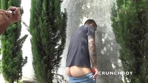 Straight fucked bareback by ebony in exhib parc