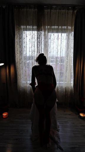 Sensual Trans Girl Showing Her Art Dance. Skinny beautiful dominant trans girl
