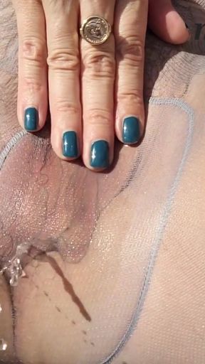 Spectacular moment from &quot;Amateur milf munichgold gets it in nylons hairy pussy with long labia do I need to pee?&quot;