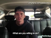 Hitchhiking skater gets sucked off for cash, then cums huge!