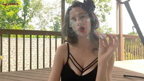 sage eldritch cigarette smoking in red lipstick