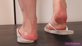 White Flip Flop Soles Tease - 4K MP4